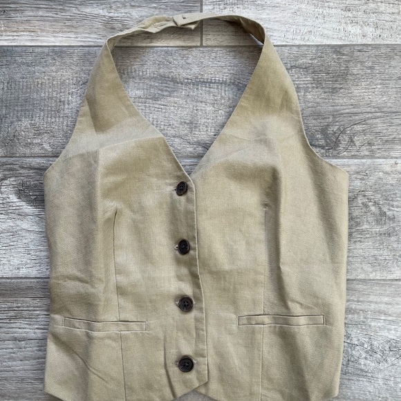 ❤️ GAP LINEN KHAKI TAN HALTER VEST SIZE XS NEW - Picture 5 of 6